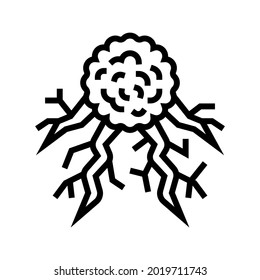 vector de icono de la línea de células cancerosas. signo de célula cancerosa. símbolo de contorno aislado ilustración negra