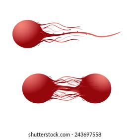 Cancer cell moving. Cell separation. isolate on white background.