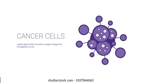 Cancer Cells Disease Treatment Concept Template Web Banner With Copy Space Vector Illustration