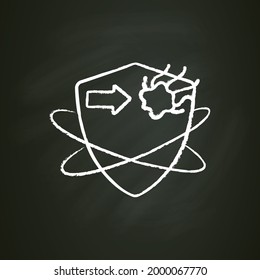 Cancer cells fight chalk icon. Anticancer treatment. Immunity strengthening concept. Immunology. Body defence system. Health care. Isolated vector illustration on chalkboard