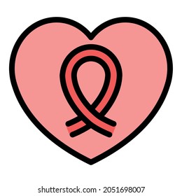 Cancer charity icon. Outline cancer charity vector icon color flat isolated