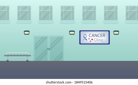 Cancer Clinic Building Or Exterior Flat Design Vector Illustration