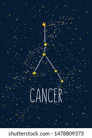 Cancer constellation on the night stars sky