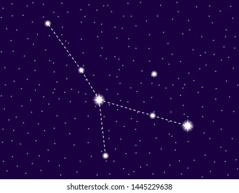 Cancer constellation. Starry night sky. Cluster of stars and galaxies. Deep space. Vector illustration