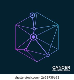 Logo da tecnologia da constelação do câncer: projeto do vetor da rede do hexágono
