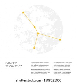 Cancer constellation. Vector illustration. Design template with place for text. Cosmic stellar layout for print and web.