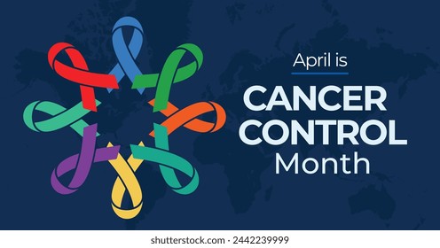 Cancer control month campaign banner. Observed in April. National cancer prevention advocacy poster.