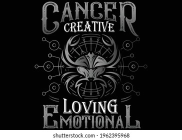 Cancer Creative Zodiac Sign T-shirt Design