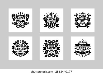Cancer Day Awareness Vector Set.