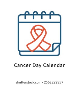 Cancer Day Calendar Vector Two Color Icon. Eps File 10