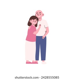 cancer day hugging vector pose illustration