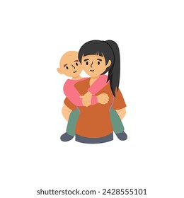 cancer day hugging vector pose illustration