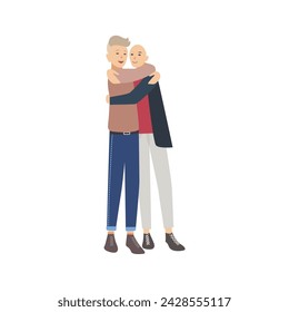 cancer day hugging vector pose illustration