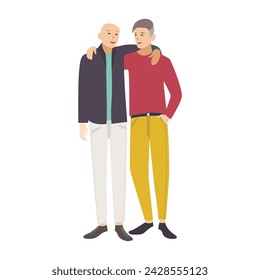 cancer day hugging vector pose illustration