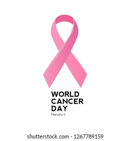 Cancer day logo and pink ribbon 