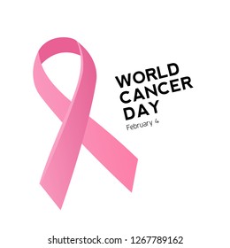 Cancer day logo and pink ribbon 