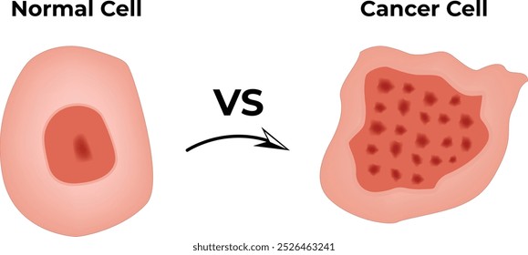 Desenvolvimento de câncer Ilustração de vetor celular de câncer de células normais