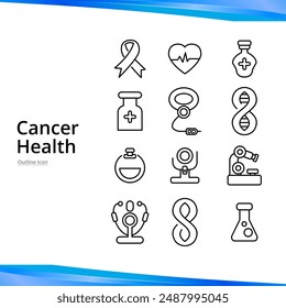 Conjunto del icono del Vector de la enfermedad del cáncer, para el campo médico especialista de la enfermedad