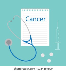 cancer disease written in notebook- vector illustration
