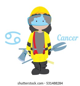 cancer girl astrology vector. firefighter  girl