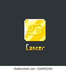 cancer golden token in pixel art style