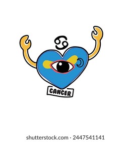 Cancer Heart One Eyed Astrological Symbol