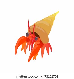 Cancer hermit icon in cartoon style isolated on white background. Crustaceans symbol