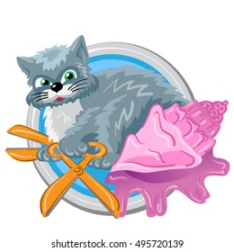 Cancer. Horoscope sign in circle isolated. Cat. Zodiac