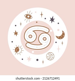 Cancer Horoscope sign vector - Zodiac astrology element. Esoteric symbol for logo or icon.