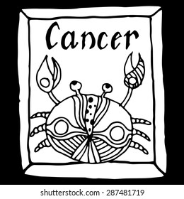 Cancer horoscope sign vectorized hand draw