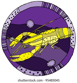 Cancer horoscope sign vectorized hand draw