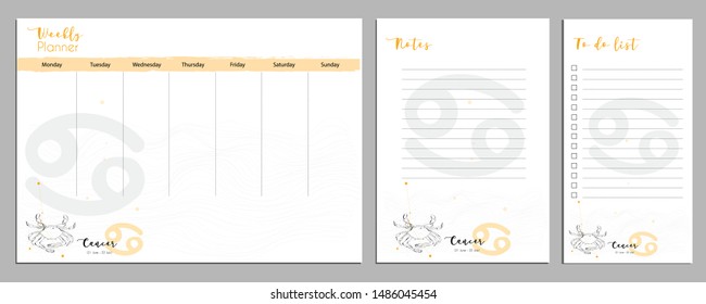 Cancer horoscope weekly planner for print
