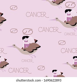 Cancer Horoscope Zodiac Sign Seamless Print