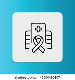 Cancer Hospital icon. Editable stroke. Vector illustration.