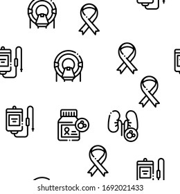 Cancer Human Disease Seamless Pattern Vector Thin Line. Illustrations