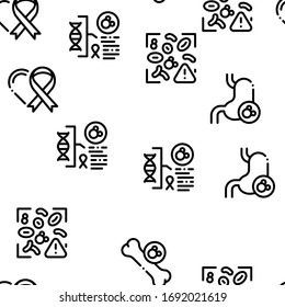 Cancer Human Disease Seamless Pattern Vector Thin Line. Illustrations