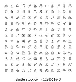 Cancer icon set. Collection of vector symbols on white background for web design. Black outline sings for mobile application. 