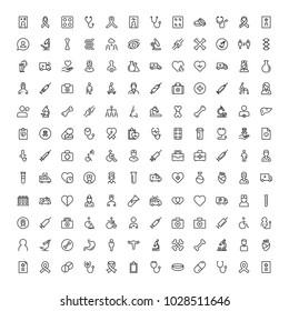 Cancer icon set. Collection of vector symbols on white background for web design. Black outline sings for mobile application. 