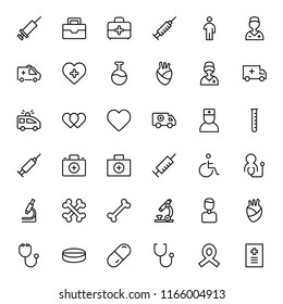 Cancer icon set. Collection of vector symbols on white background for web design. Black outline sings for mobile application. 