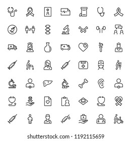 Cancer icon set. Collection of vector symbols on white background for web design. Black outline sings for mobile application. 