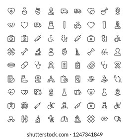 Cancer icon set. Collection of vector symbols on white background for web design. Black outline sings for mobile application. 