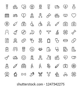 Cancer icon set. Collection of vector symbols on white background for web design. Black outline sings for mobile application. 