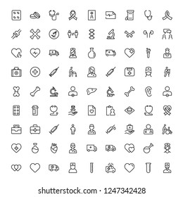 Cancer icon set. Collection of vector symbols on white background for web design. Black outline sings for mobile application. 