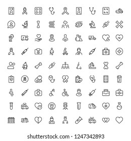 Cancer icon set. Collection of vector symbols on white background for web design. Black outline sings for mobile application. 