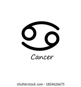 Cancer icon. Zodiac line black symbol. Vector isolated on white.