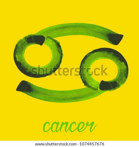 cancer icon of zodiac, Vector icon. astrological signs, colorful image of horoscope. Watercolour style 