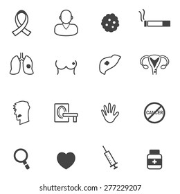 cancer icons, mono vector symbols