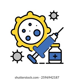 Cancer Injection  vector filled outline icon. EPS 10 file