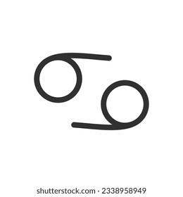 Cancer, linear icon. Zodiac sign. Simple symbol. Line with editable stroke