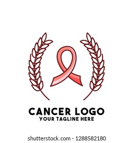 cancer logo vector with womain aids heart medical support